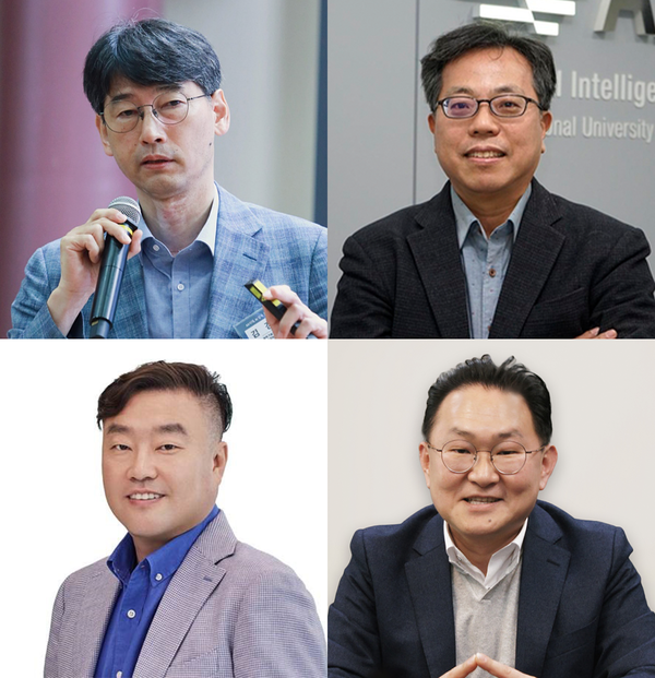 (왼쪽 위부터 시계 방향으로) 김경만 과학기술정보통신부 국장, 장병탁 서울대학교 AI연구원 원장, 공성배 메가존클라우드 CAIO, 정우진 KT 전략·사업컨설팅부문 부문장 / IT조선