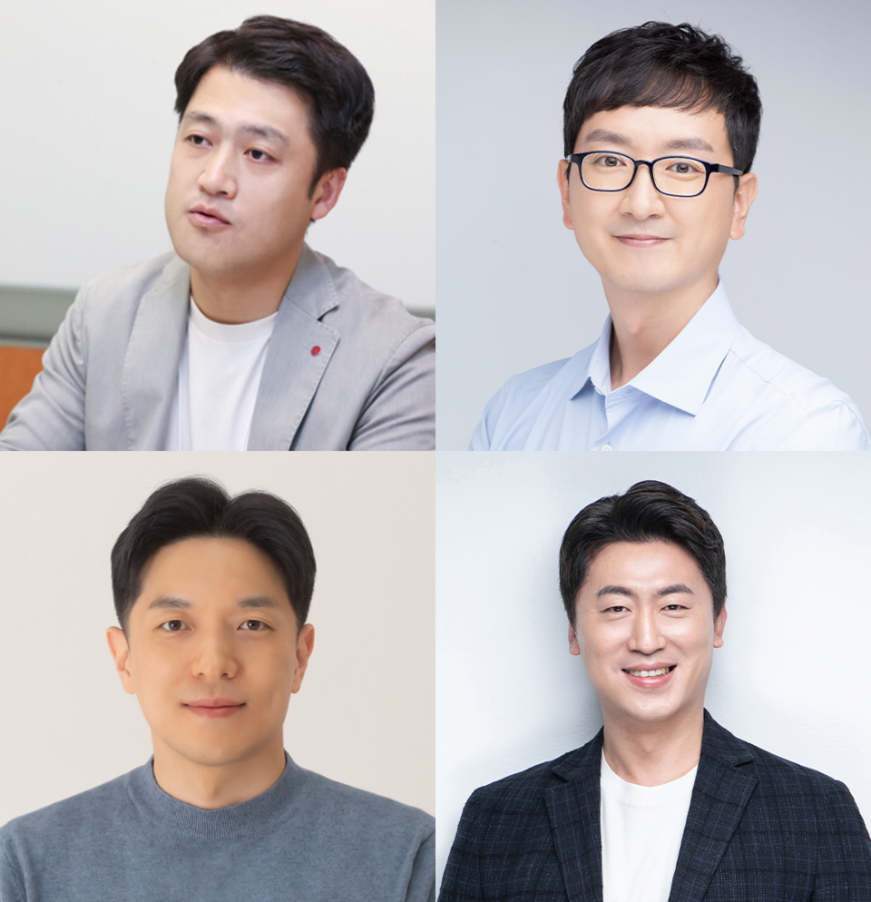 (왼쪽 위부터 시계방향으로) 한영섭 LG유플러스 AI 테크 LAB 담당, 정지환 한글과컴퓨터 최고기술책임자(CTO), 김종윤 야놀자클라우드 최고경영자(CEO), 이영수 신한은행 AI 연구소장 / IT조선