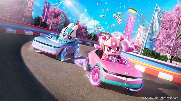 전시장에 마련된 스핀오프 필름 상영관에서는 티니핑 캐릭터들이 아이오닉 5를 기반으로 만든 현대차 전용 캐릭터를 타고 레이싱 대회에 도전하는 내용의 스핀오프 필름 ‘반짝이는 우정 레이싱: 레이서 하츄핑과 깡총핑의 탄생’이 상영된다. / 현대자동차