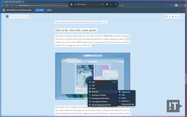 코파일럿+ PC에서의 ‘클릭 투 두’ 기능 실행 화면 / 권용만 기자