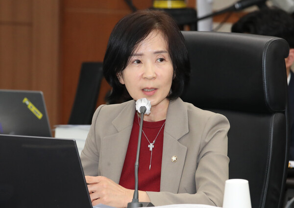 최수진 국민의힘 위원이 2024년 10월 17일 대전 한국과학기술원(KAIST)에서 열린 국회 과학기술정보방송통신위원회 국정감사에서 질의하고 있다. / 뉴스1