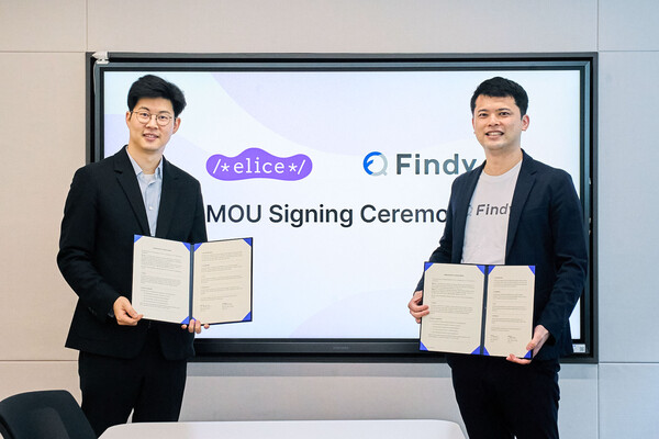 엘리스그룹과 일본 엔지니어 채용 플랫폼 기업 Findy(파인디) 주식회사가 업무 협약을 체결했다. 왼쪽부터 엘리스그룹 김재원 대표, 파인디 야마다 유이치로 대표. / 엘리스그룹