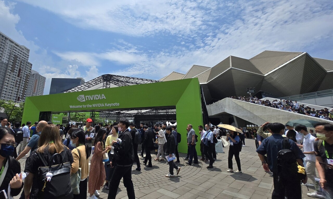 엔비디아 컴퓨텍스2025 기조연설 행사장 전경. / 홍주연 기자