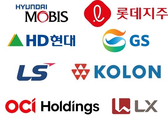 2일 한국거래소 등에 따르면 공시대상기업집단 92곳 중 최대주주가 만 65세 이상인 그룹의 지주사 PBR은 평균 0.56배로 밸류업 프로그램이 가동된 1년 전(0.74배)보다 저평가 수준이 악화됐다. / 각 사 CI