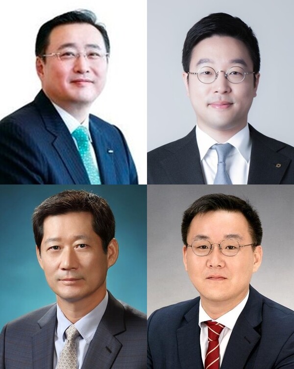 사진 왼쪽 상단부터 시계 방향으로 김남구 한국금융지주 회장, 양홍석 대신증권 부회장, 김남호 DB그룹 회장, 정몽윤 현대해상화재보험 회장. / 조선DB