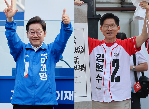 이재명 더불어민주당(왼쪽부터) 후보와 김문수 국민의힘 대통령 후보. / 뉴스1