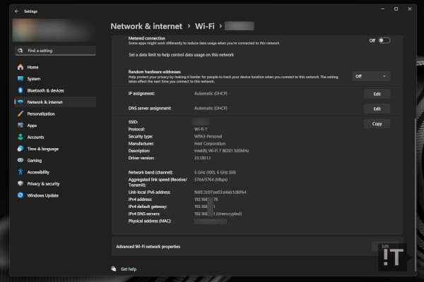 현재 사용중인 와이파이 7 네트워크 연결의 상태 정보 / 권용만 기자