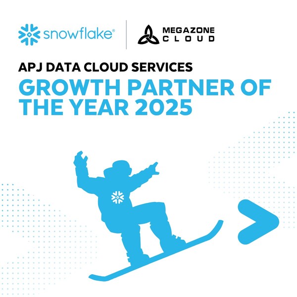 메가존클라우드(대표 염동훈)가 2일(현지시각) 미국 샌프란시스코에서 열린 ‘스노우플레이크 서밋 2025(Snowflake Summit 2025)’에서 APJ 부문 ‘Growth Partner of the Year’ 수상자로 선정됐다. / 메가존클라우드