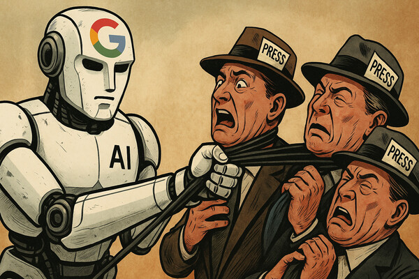 구글 AI가 미국 언론사 이용자 급감을 초래했다는 비판이 나온다. / AI생성 이미지