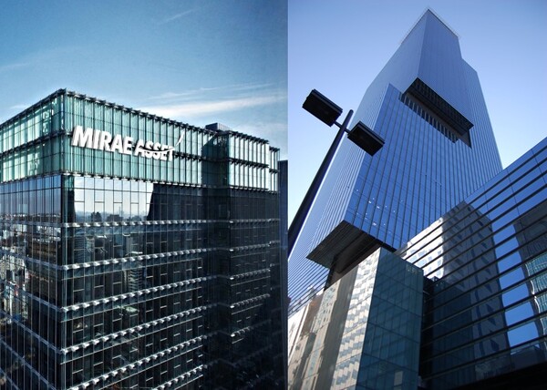 12일 한국예탁결제원에 따르면 미래에셋자산운용의 ETF 순자산총액은 11일 기준 68조5418억원으로 일주일 전보다 1조991억원,  삼성자산운용은 일주일 전보다 1조41억원 늘어난 78조9407억원을 기록했다. 각 사 본사 전경. / 각 사