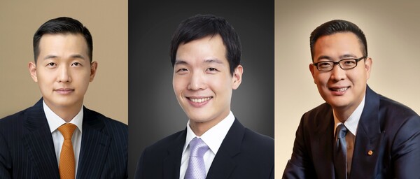 김동관(왼쪽) 한화 부회장, 김동원(가운데) 한화생명 사장, 김동선(오른쪽) 한화갤러리리 부사장 / 조선DB