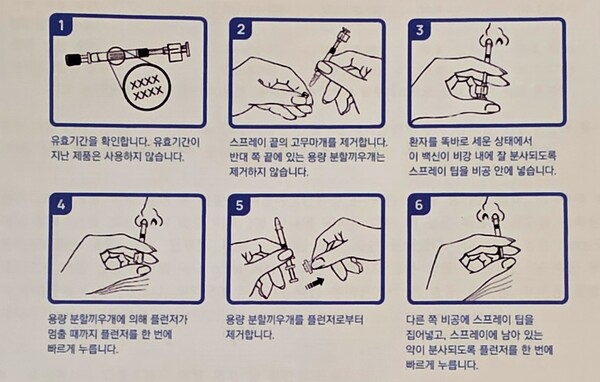 플루미스트 투여 방법. / 아스트라제네카