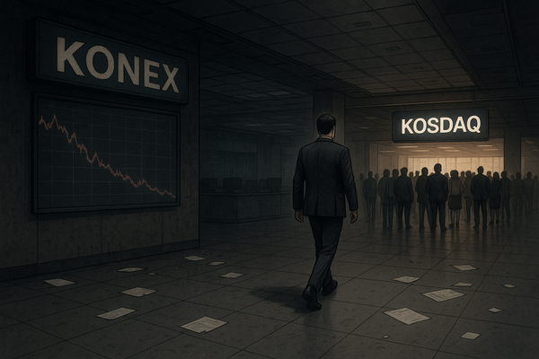 한국거래소에 따르면 16일 기준 코넥스 117개사의 합계 시가총액은 3조1558억원으로 작년 말(3조1038억원) 대비 1.7% 늘어났다. 같은 기간 코스피 32.9%, 코스닥 24.0% 시총 증가율을 크게 밑돌았다. 챗GPT에서 생성한 이미지