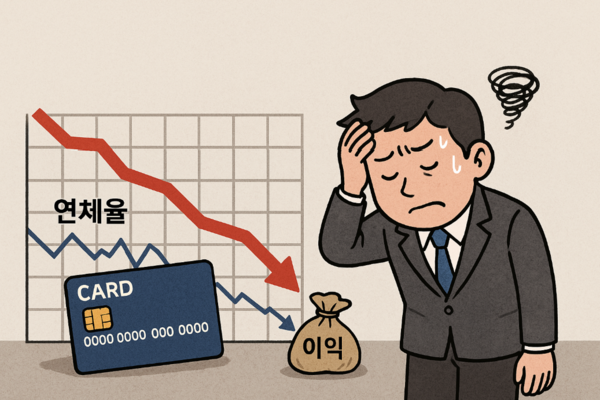 카드사들이 상반기 연체율을 일제히 낮췄지만, 순이익은 오히려 감소한 것으로 나타났다 / DALL-E
