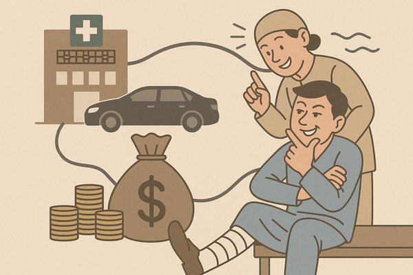 자동차사고 환자를 상대로 한 일부 한방병원의 경증 진료비 과다 청구 관행이 반복되고 있다 / DALL-E