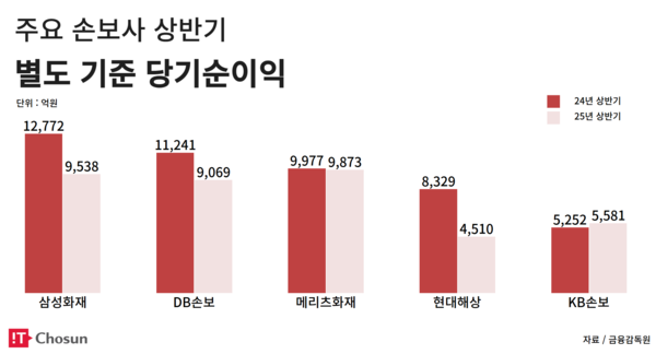 주요 손보사 별도기준 반기 순익 / IT조선 