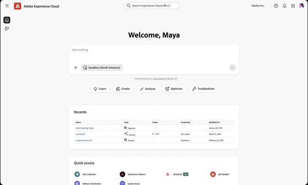 어도비가 기업의 고객 경험 및 마케팅 캠페인 구축, 전달, 최적화 방식을 혁신적으로 바꿀 AI 에이전트(AI Agents)의 정식 출시를 발표했다. / 어도비