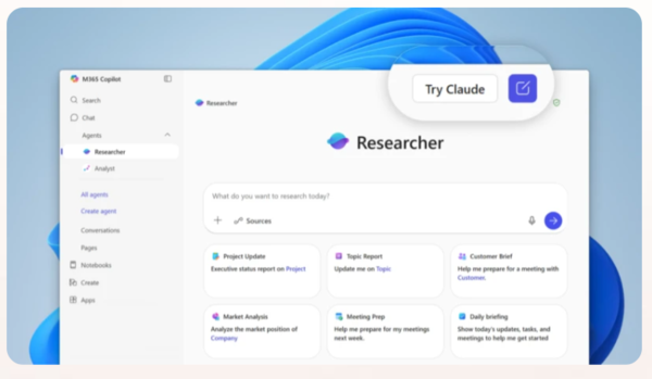 마이크로소프트(MS는 24일(현지시각) MS 365의 코파일럿 어시스턴트에서 앤스로픽의 AI 모델을 도입한다고 발표했다.  / MS 홈페이지 캡처