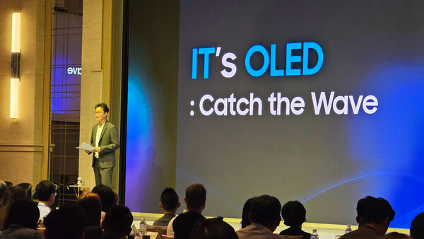 25일 타이베이에서 열린 글로벌 파트너십 행사 '삼성 OLED IT 서밋 2025'에서 이종혁 삼성디스플레이 대형사업부장이 기조연설을 하고 있다. / 삼성디스플레이