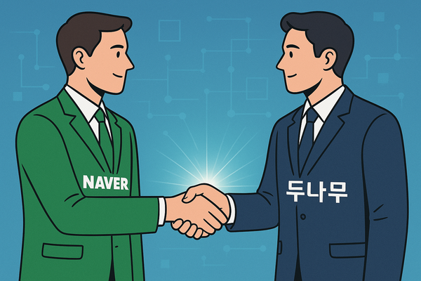 최근 두나무가 네이버 핀테크 자회사인 네이버파이낸셜이 포괄적 주식 교환을 논의하는 중이다./ 챗GPT