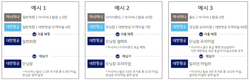우수회원 등급 재심사 예시. / 대한항공
