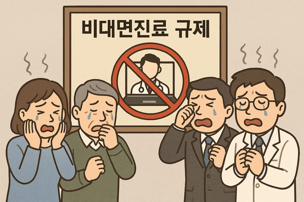 비대면진료가 팬데믹 이전 방식으로 후퇴하면서 환자와 업계가 당혹감을 감추지 못하고 있다. / AI 생성 이미지