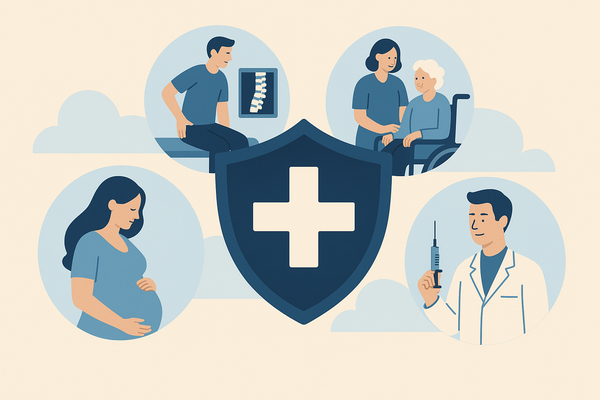 보험사들이 고위험 임신, 척추질환, 만성질환, 치매·간병 등 생애주기 전반의 위험을 겨냥해 상품을 개편하고 있다 / DALL-E