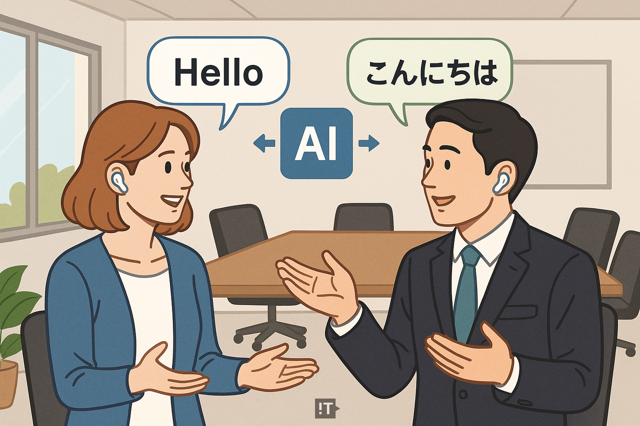 삼성 갤럭시에 이어 애플 아이폰에도 실시간 통역 기능이 추가되며, 인공지능(AI)이 사람의 귀와 입을 대신하는 시대가 본격화했다. / DALL·E