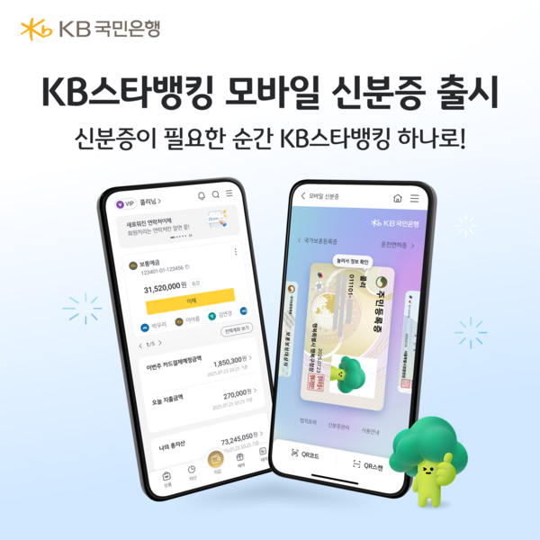 KB국민은행은 KB스타뱅킹 내 ‘국민지갑’에서 운영 중인 모바일 신분증 발급 서비스를 아이폰(iOS)으로 확대했다. / KB국민은행