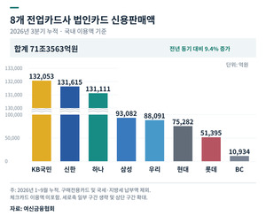 법인카드 왕좌 경쟁 '안갯속'... 국민·신한·하나 각축전 - 뉴스 썸네일 이미지